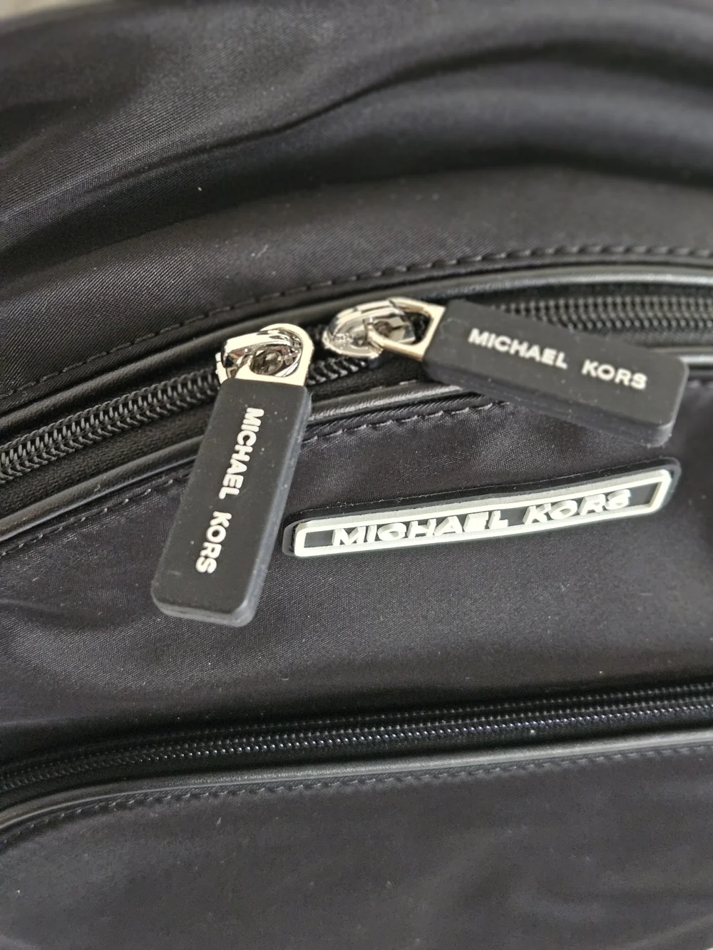 Michael Kors Black Nylon Logo Accent Backpack